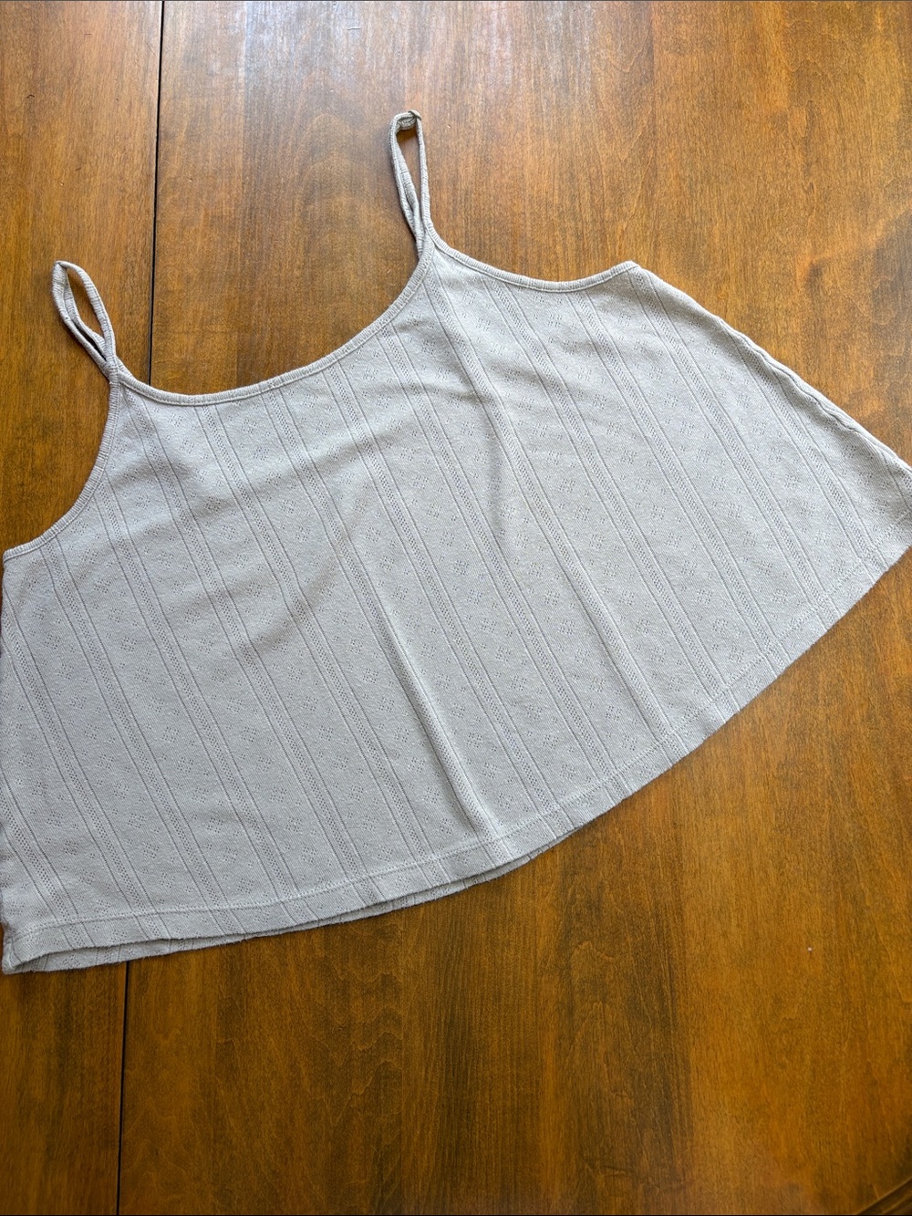 Light Tan Pointelle Spaghetti-Strap Cropped Swing Camisole